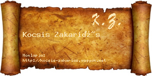 Kocsis Zakariás névjegykártya